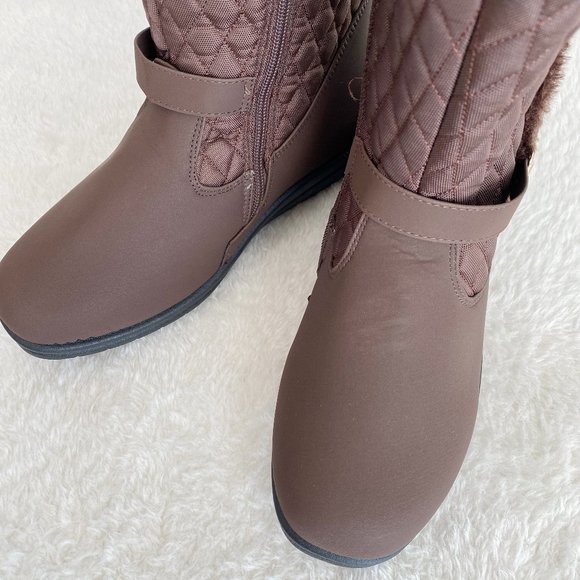 Cherokee Women's Mid Calf Boots, Zip Side, Faux Fur Lining, Brown, Size 9 - Picture 8 of 11